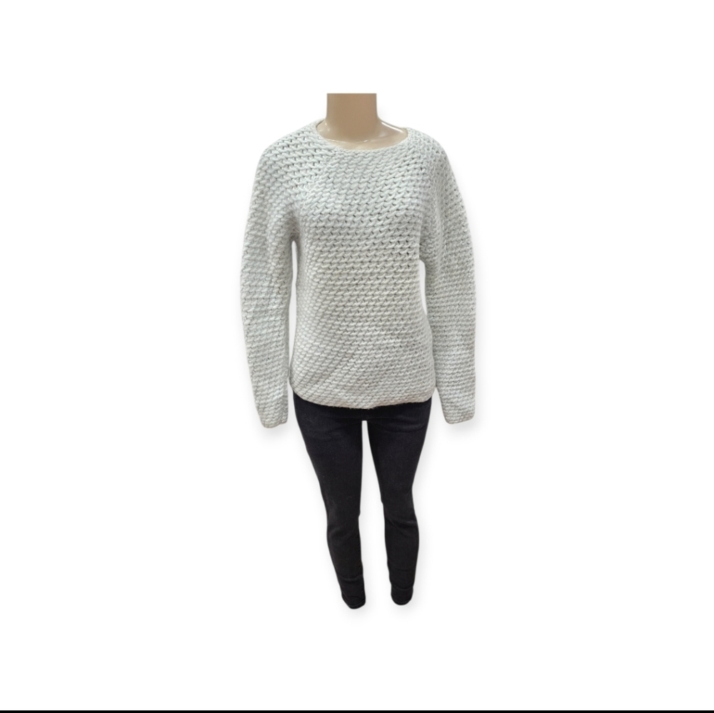 TSE 100% Pure Cashmere Chunky Knit Size L Pullover Sweater Light Grey